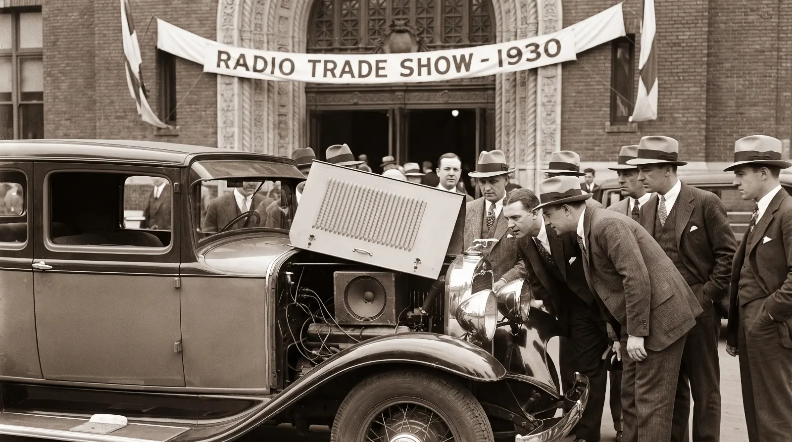 1930 trade show - car radio demonstration