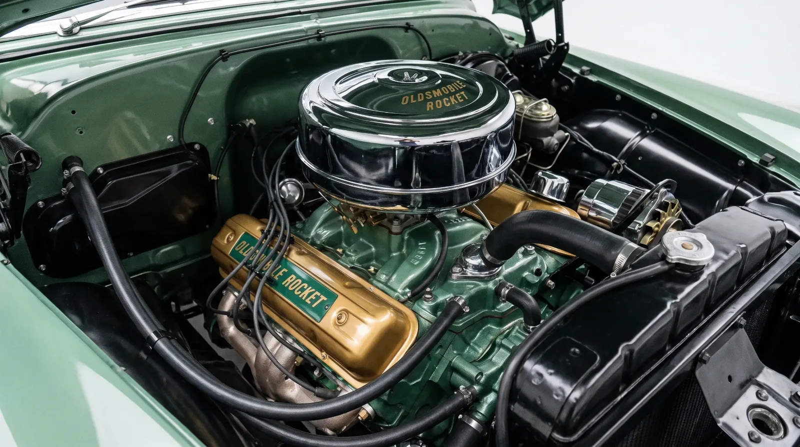 1949 Oldsmobile Rocket overhead-valve V8 engine bay