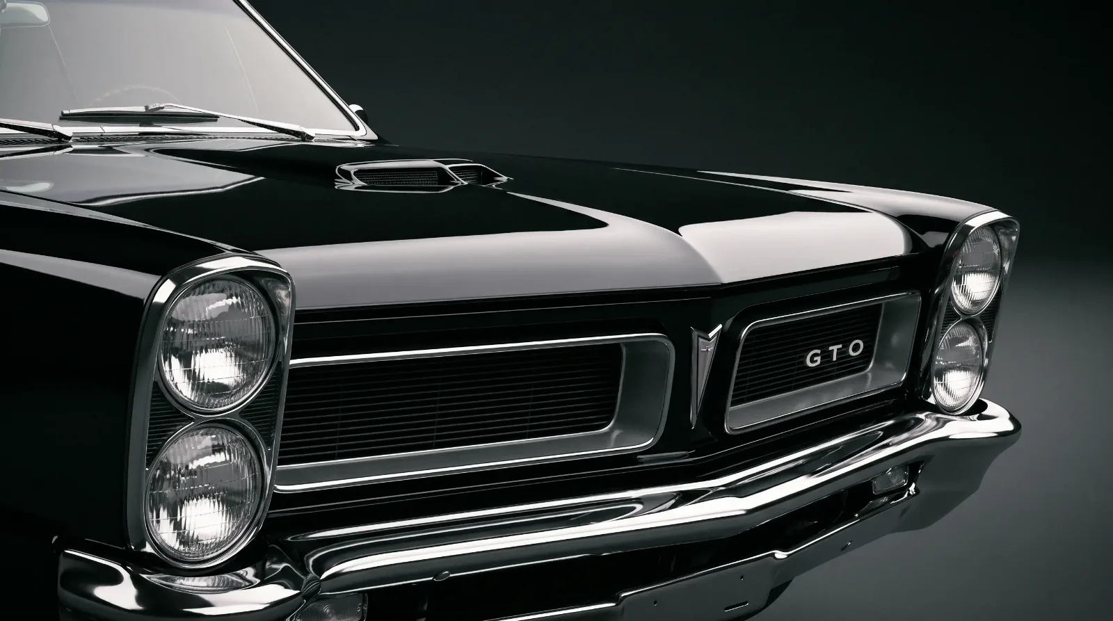1965 GTO stacked headlights front grille detail