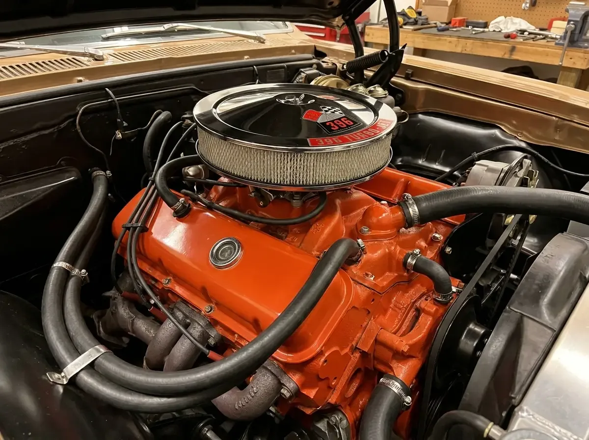 1966 Chevelle SS396 L78 396 big-block engine bay detail