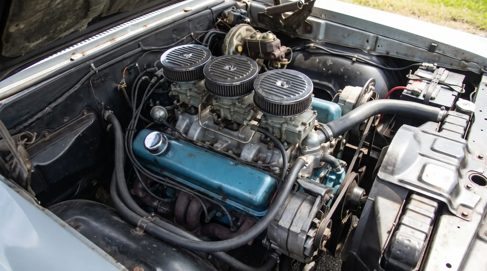 1966 GTO 389 Tri-Power engine bay