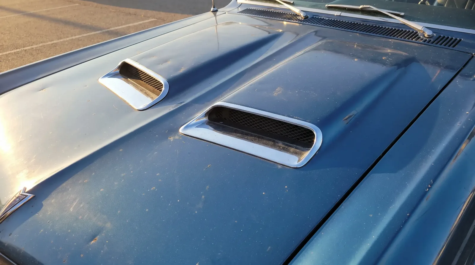1967 GTO Ram Air hood scoops close-up detail