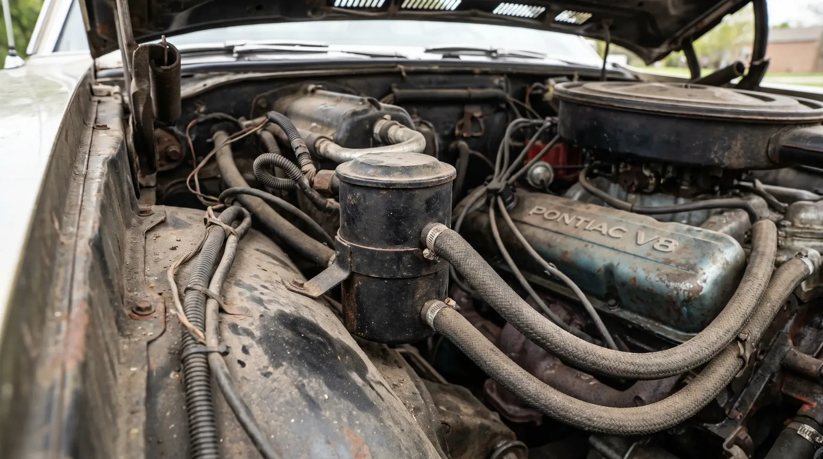 GTO vacuum reservoir tank and hose routing