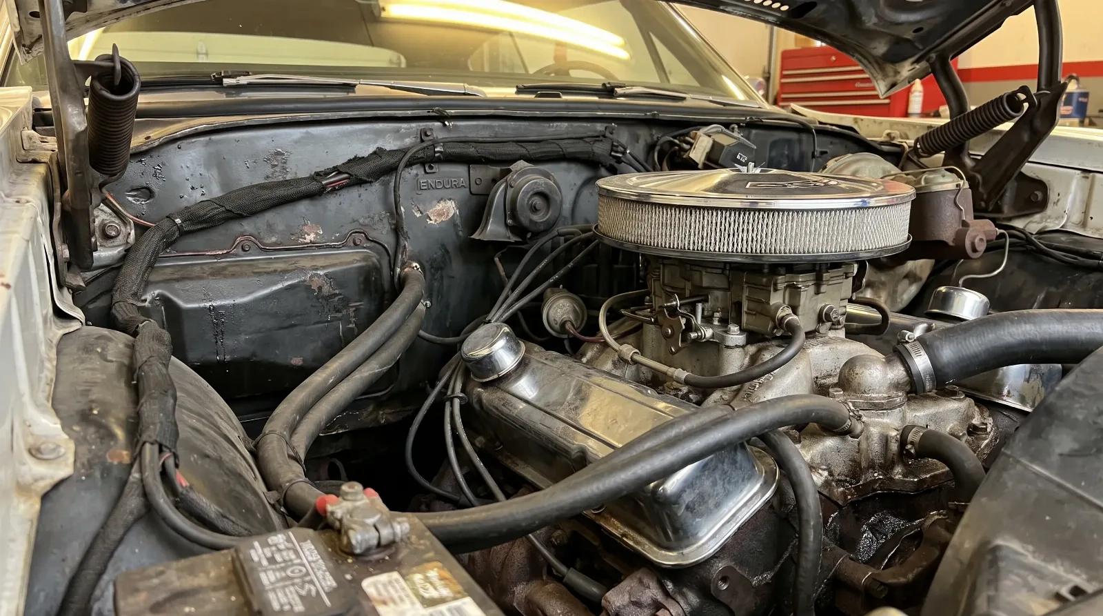 1968 GTO engine bay wiring harness detail