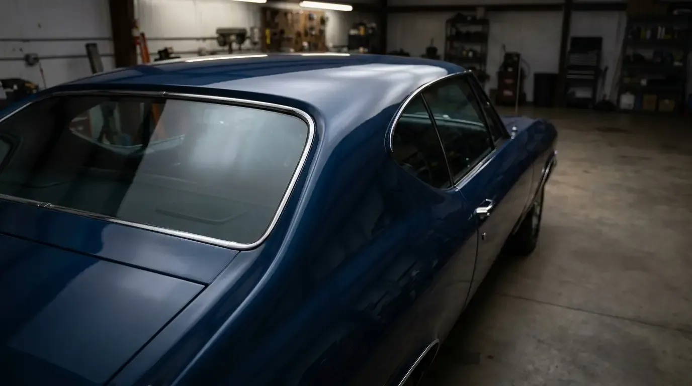 1968 Chevrolet Chevelle SS396 — tunnelback roof sail panel detail