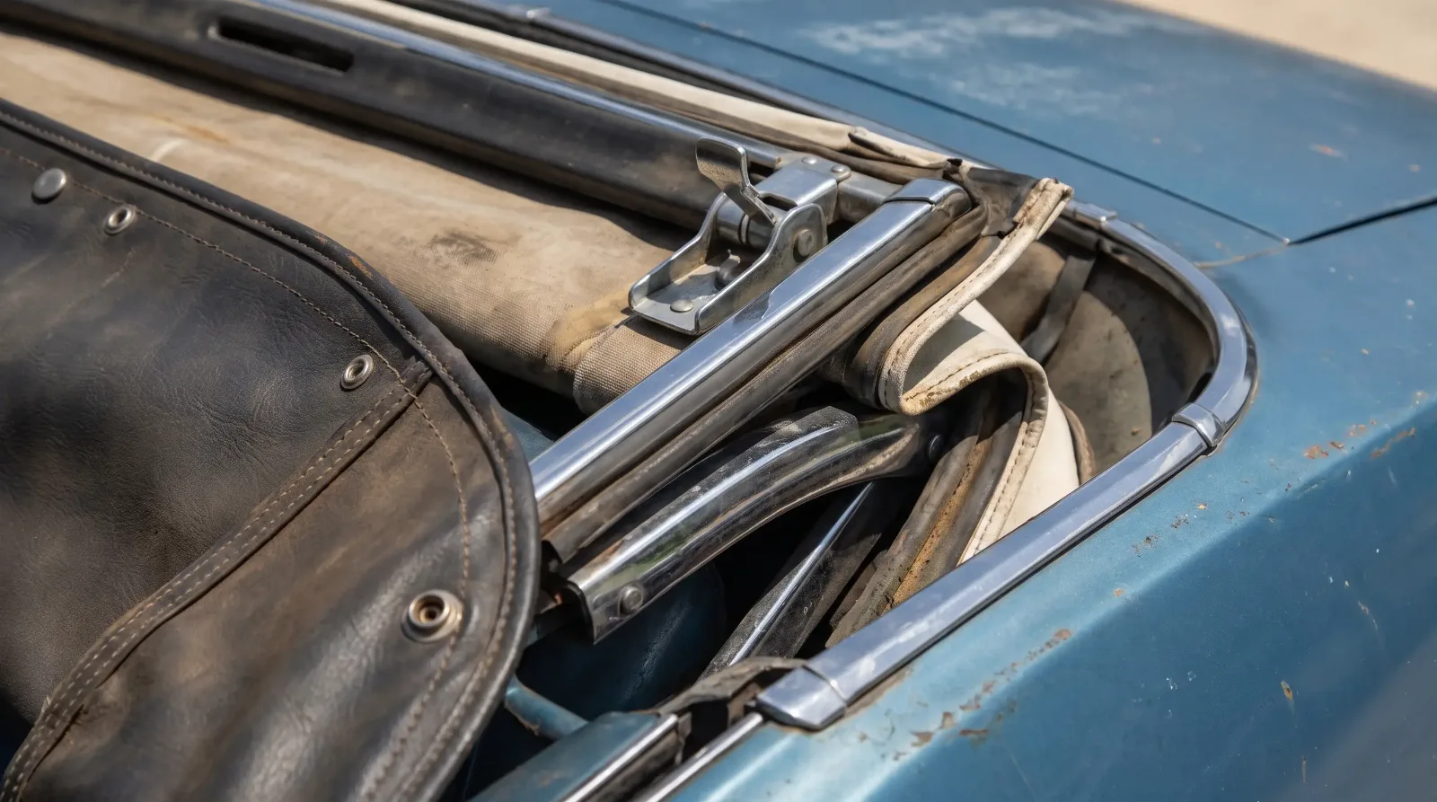 1968 GTO convertible top folding mechanism detail