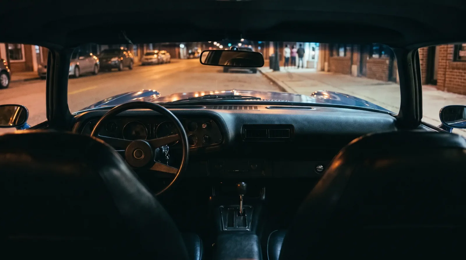 1971 Chevrolet Camaro SS 396, cabin view on a night street