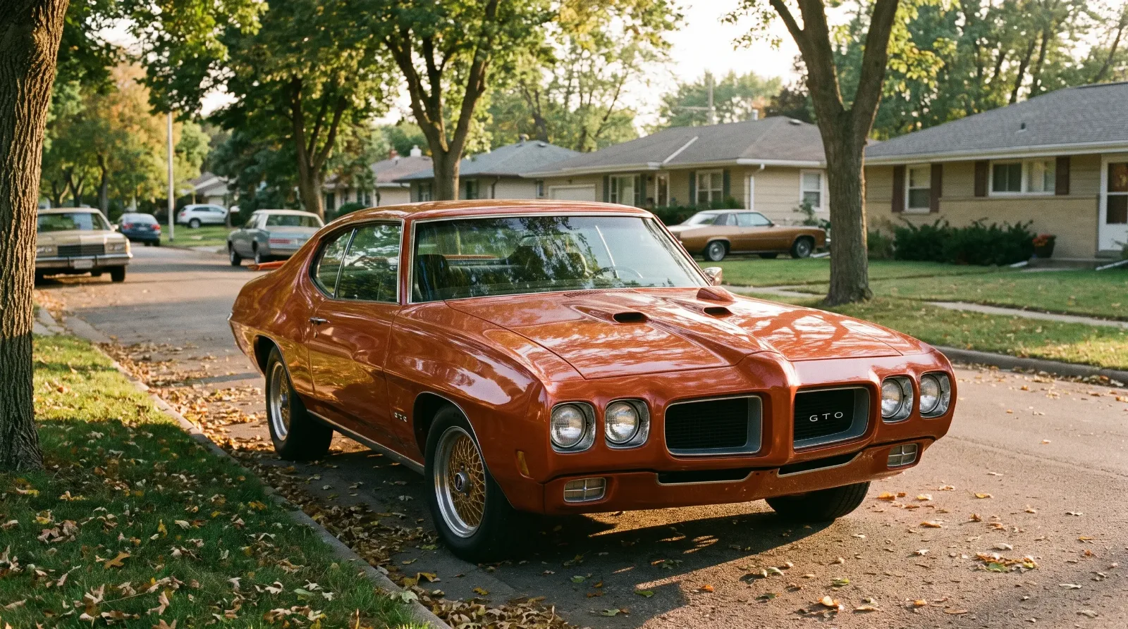 1970 Pontiac GTO restyled body at golden hour