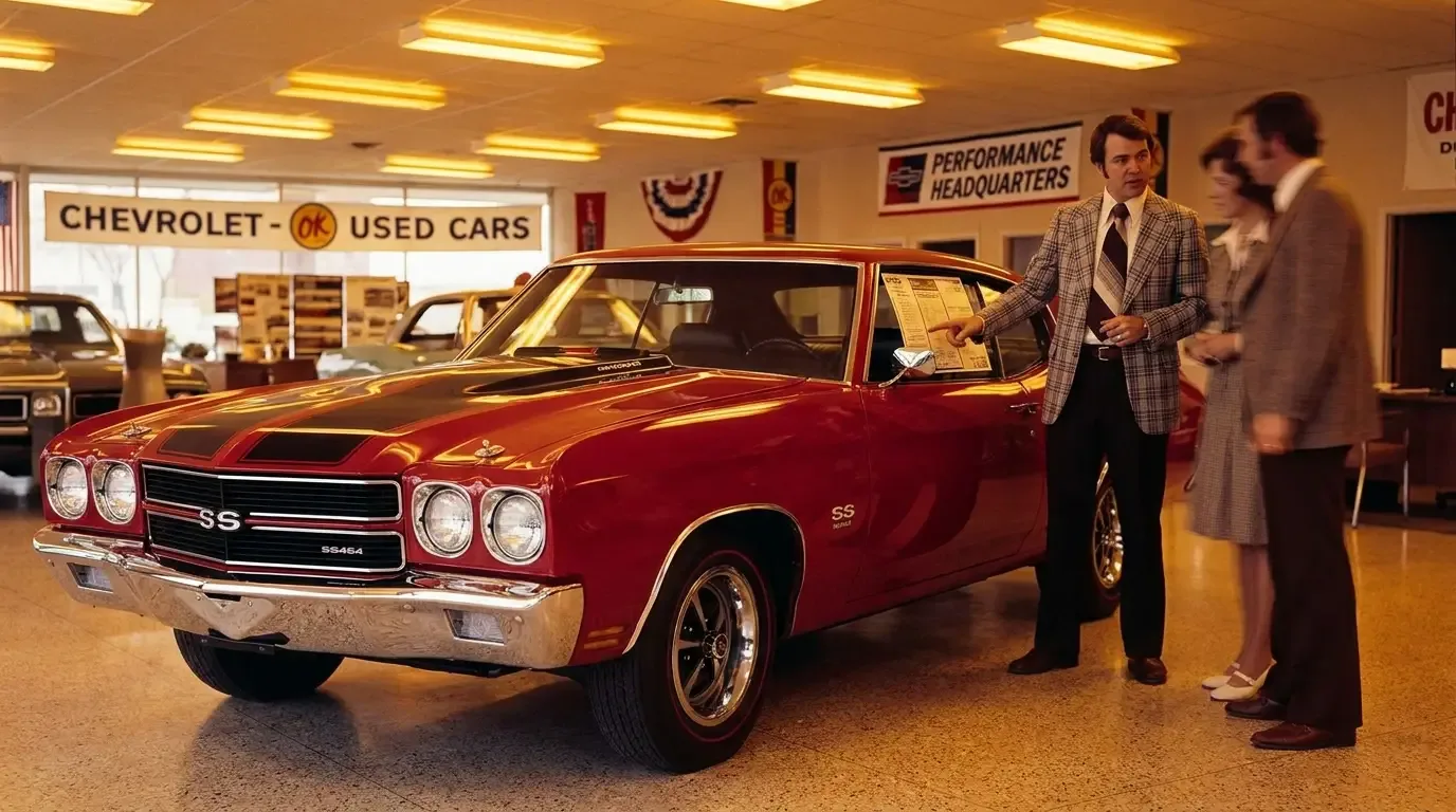 1970 Chevrolet Chevelle SS454 — new car showroom floor