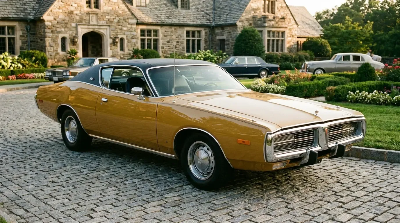 1971 Dodge Charger SE - vinyl-roof luxury coupe at a country club