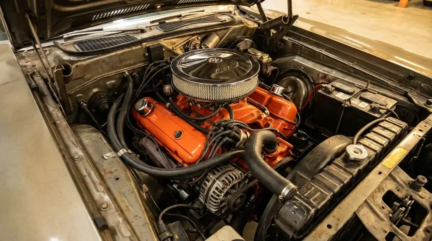 1972 Dodge Charger 440 Magnum engine bay - not a Hemi