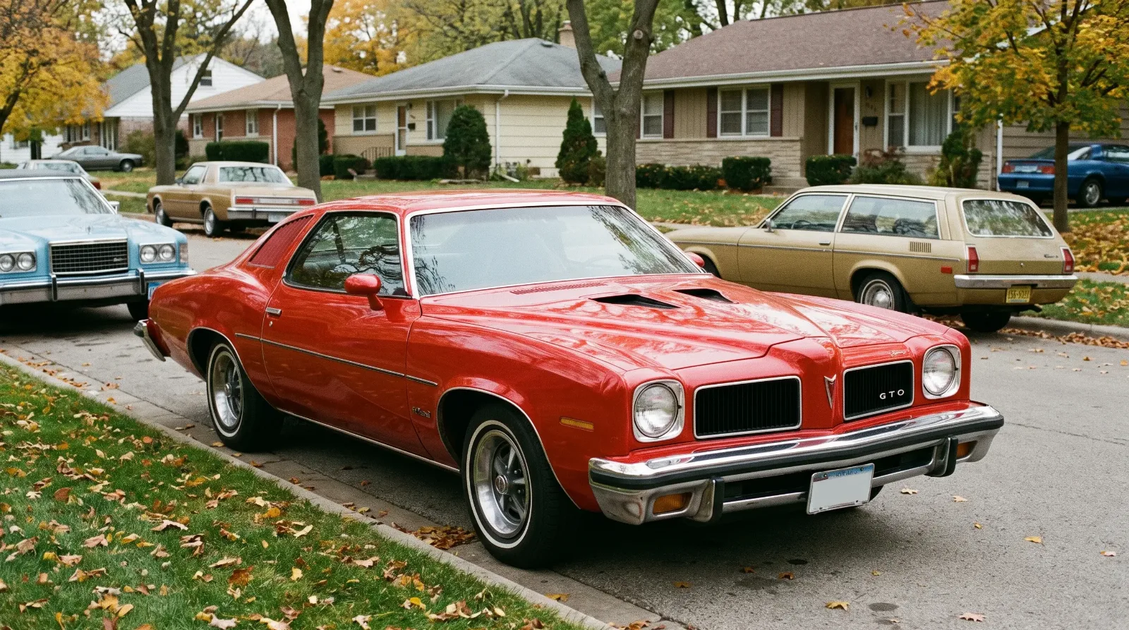 1973 Colonnade Pontiac GTO on a suburban street