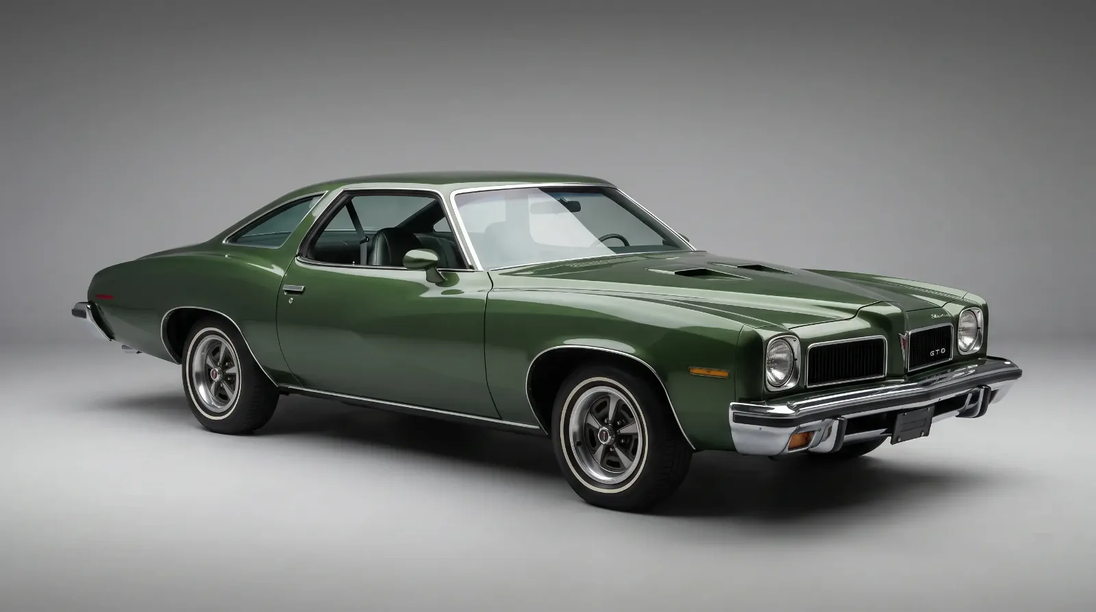 1973 GTO Colonnade coupe in Brewster Green studio shot