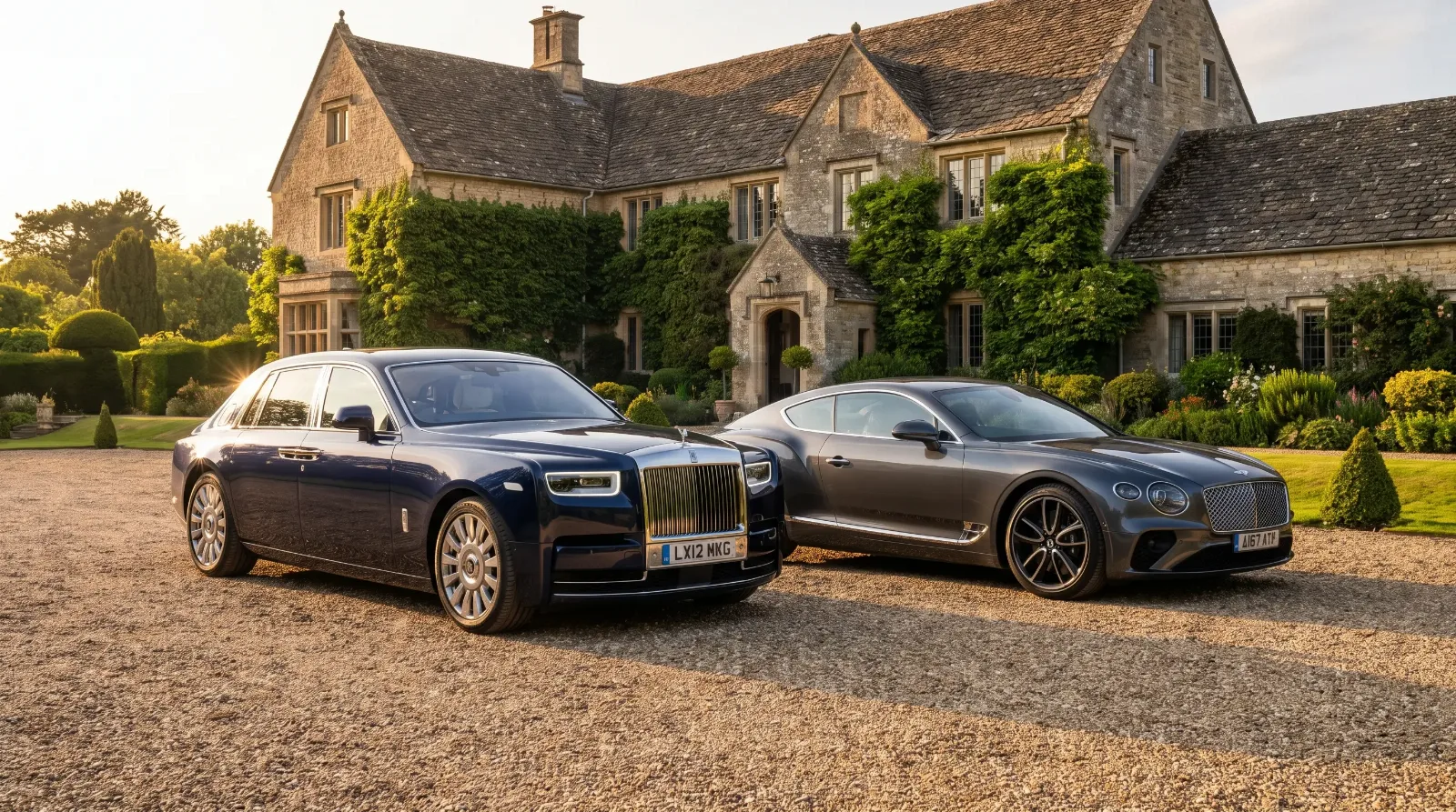 Rolls-Royce and Bentley parked side by side