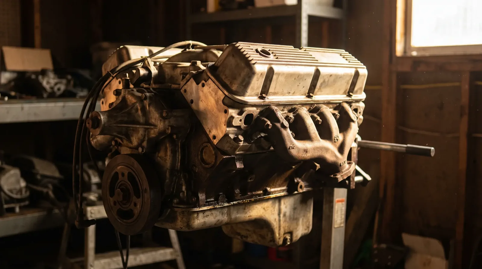 Classic Ford 351 V8 engine cylinder head detail