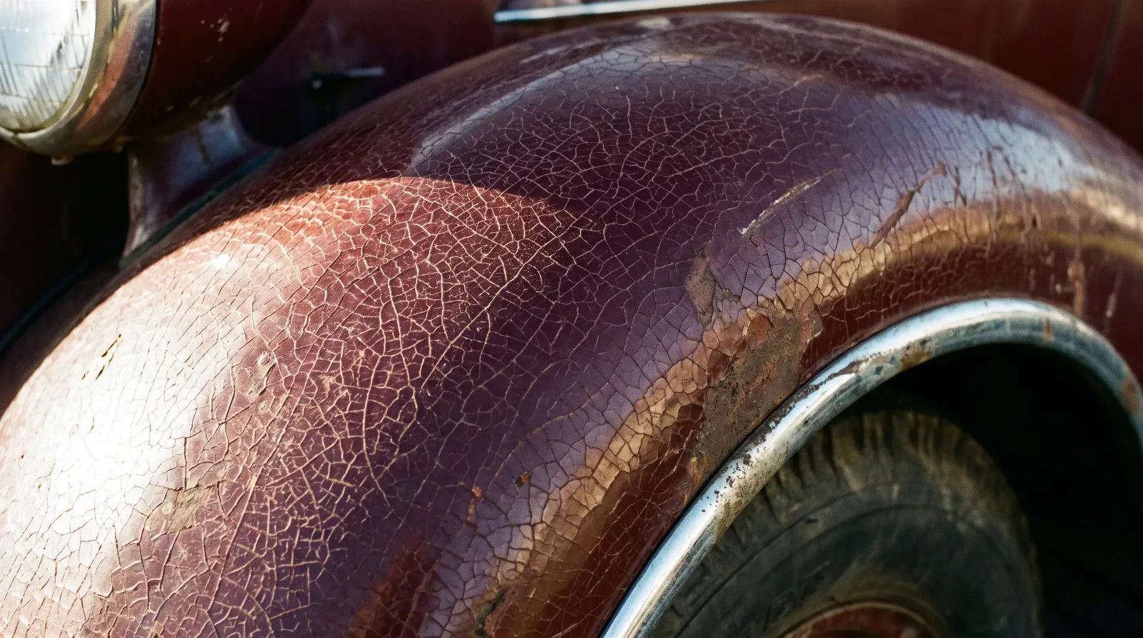 Original 1930s lacquer paint showing fine alligatoring texture