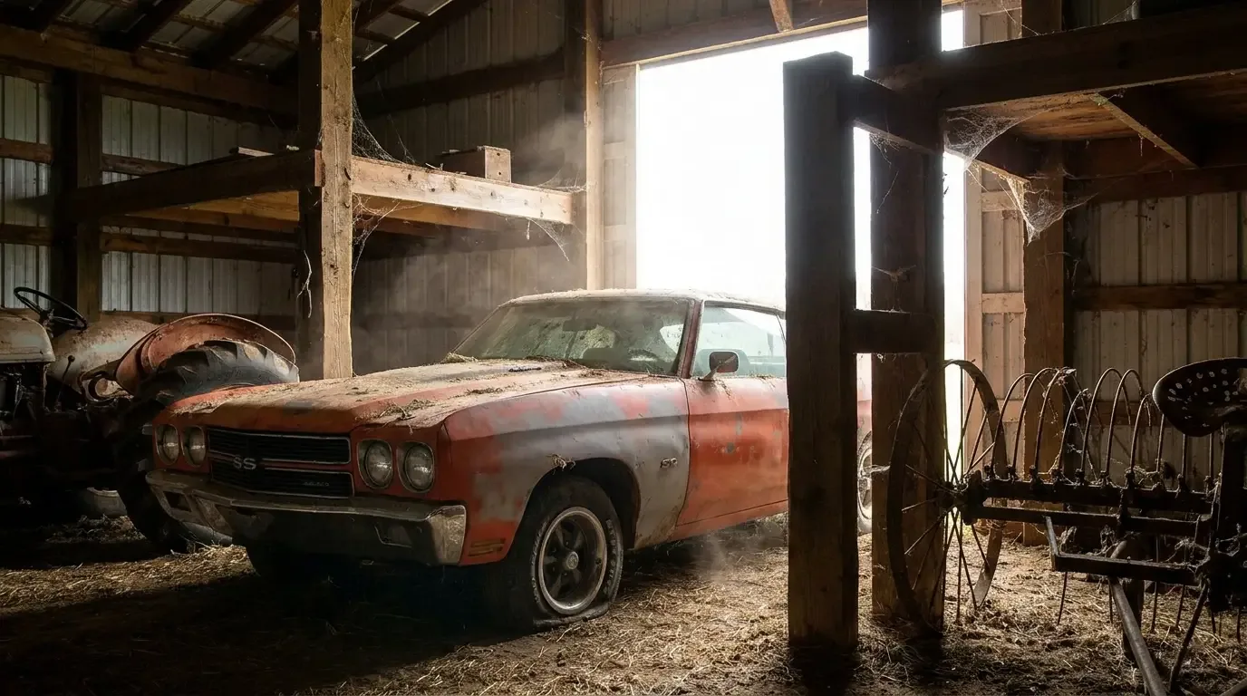 1970 Chevrolet Chevelle SS454 — dusty pole barn discovery