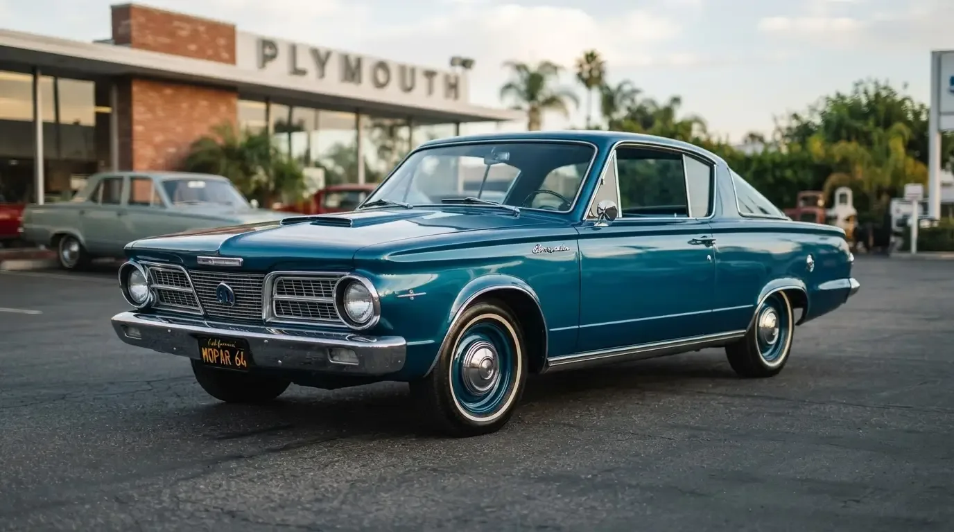 First 1964 Plymouth Barracuda fastback, three-quarter front view
