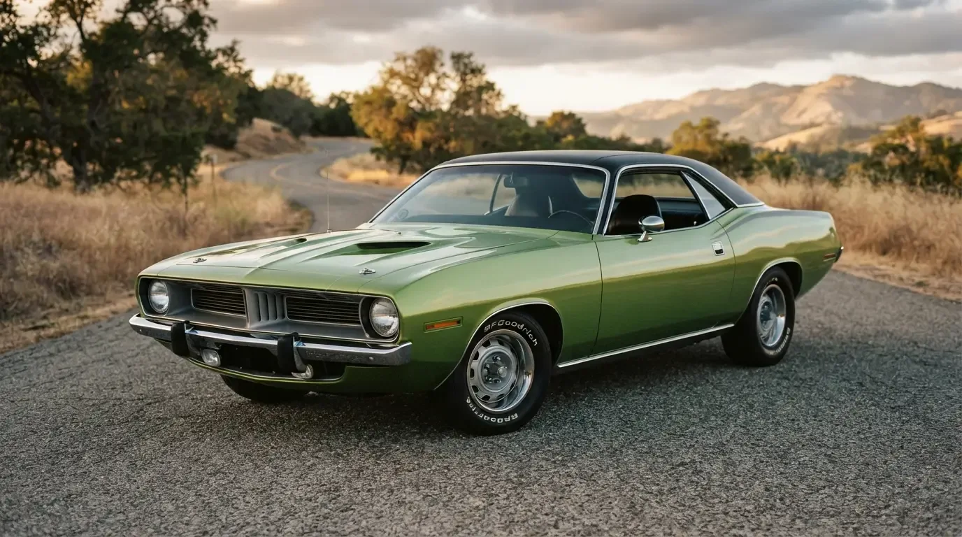 1972-1974 Plymouth Barracuda E-body coupe, three-quarter front view