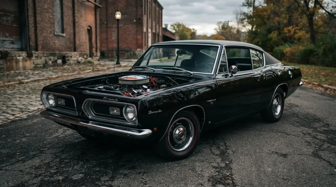 1968 Plymouth Barracuda Formula S with 383 big-block V8, three-quarter front view