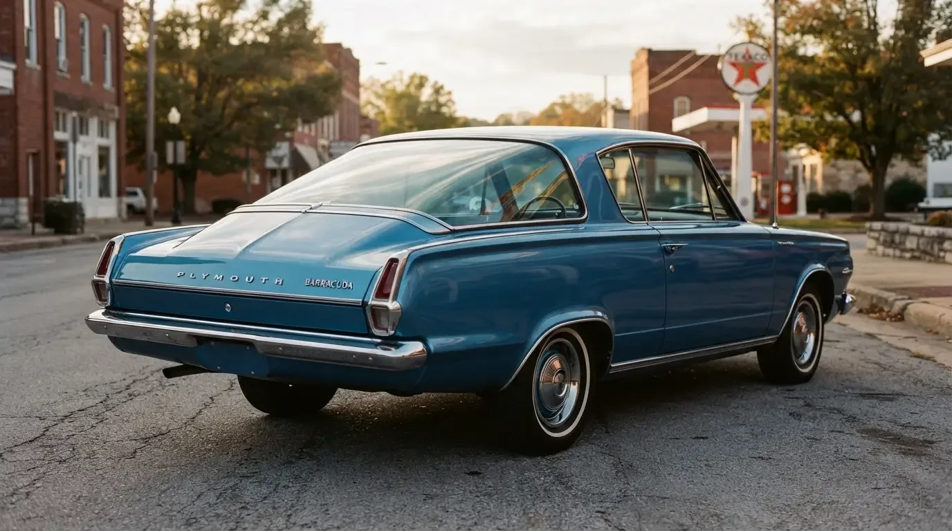 1964 Plymouth Barracuda rear glass window, rear three-quarter view