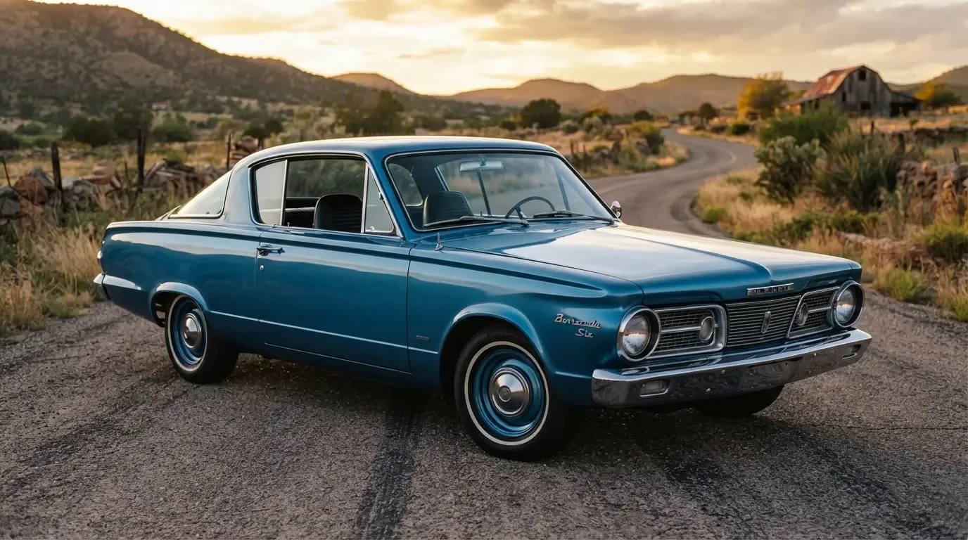 Base-model 1964 Plymouth Barracuda with Slant Six, three-quarter front view