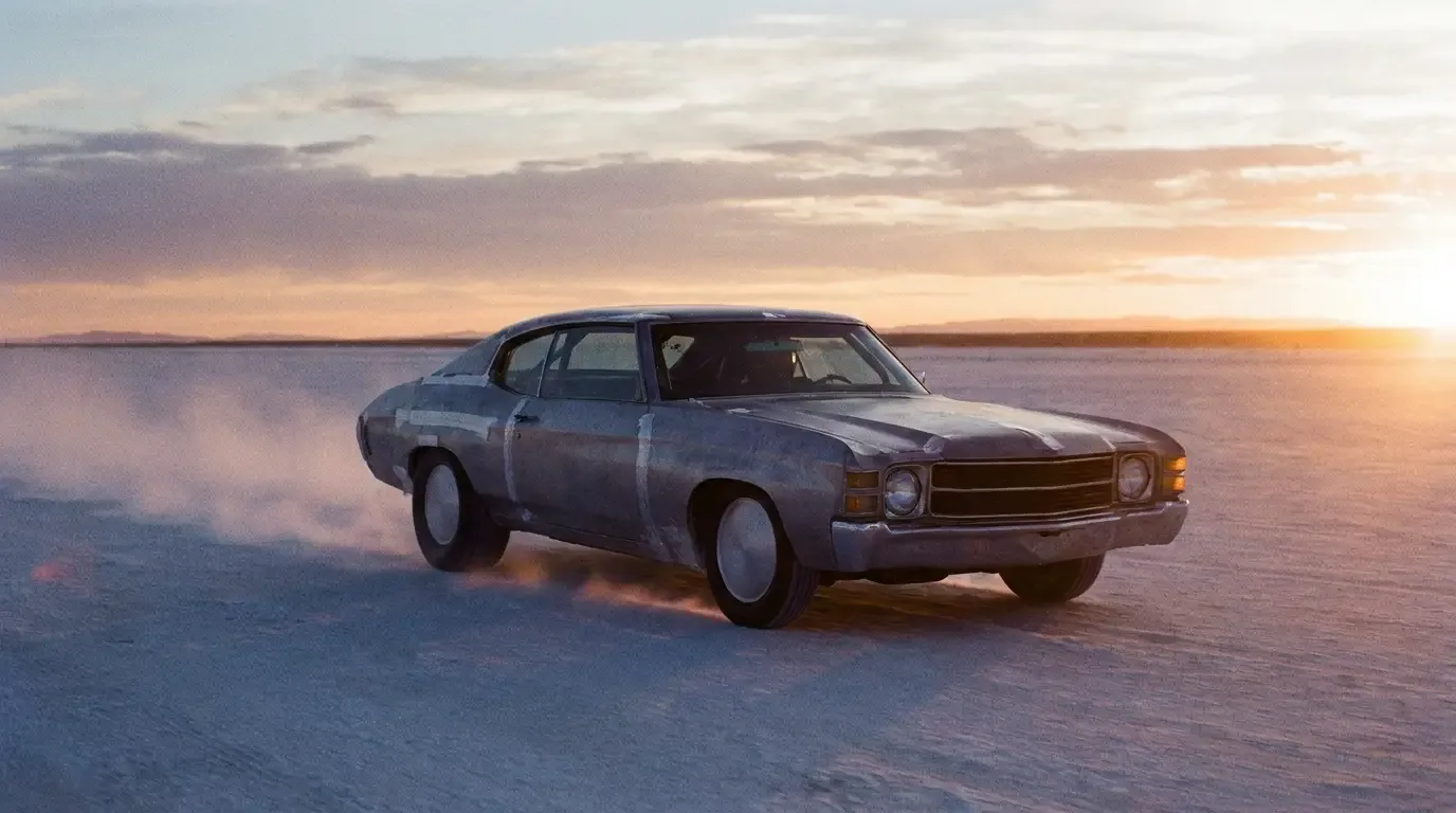 Chevrolet Chevelle land speed racer staged on the Bonneville Salt Flats