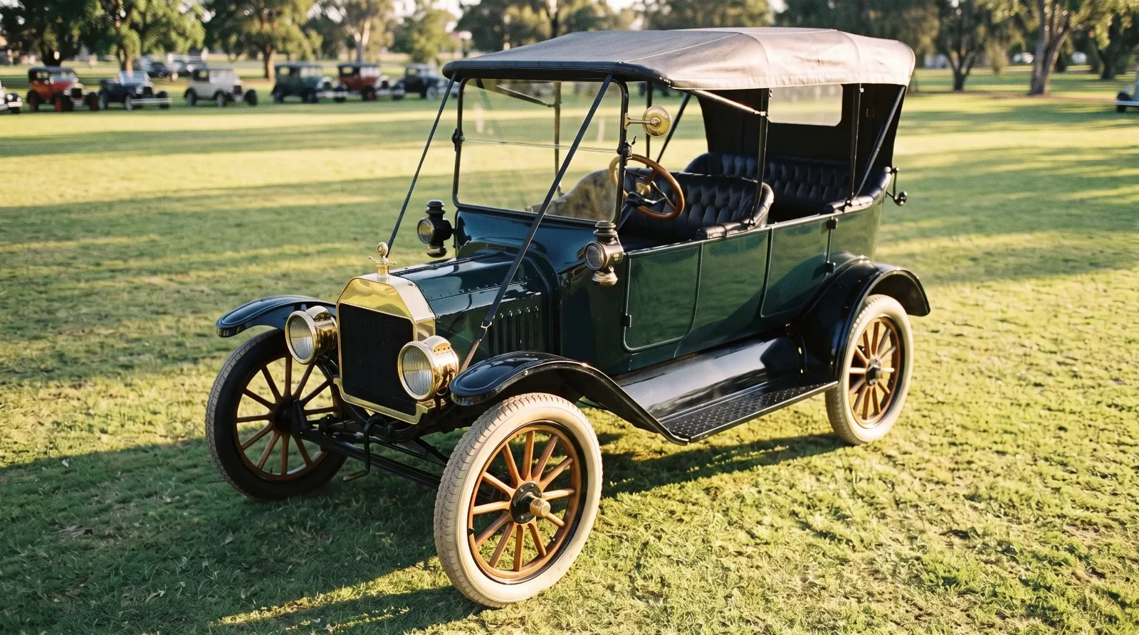 1912 Ford Model T touring, brass radiator on a show lawn