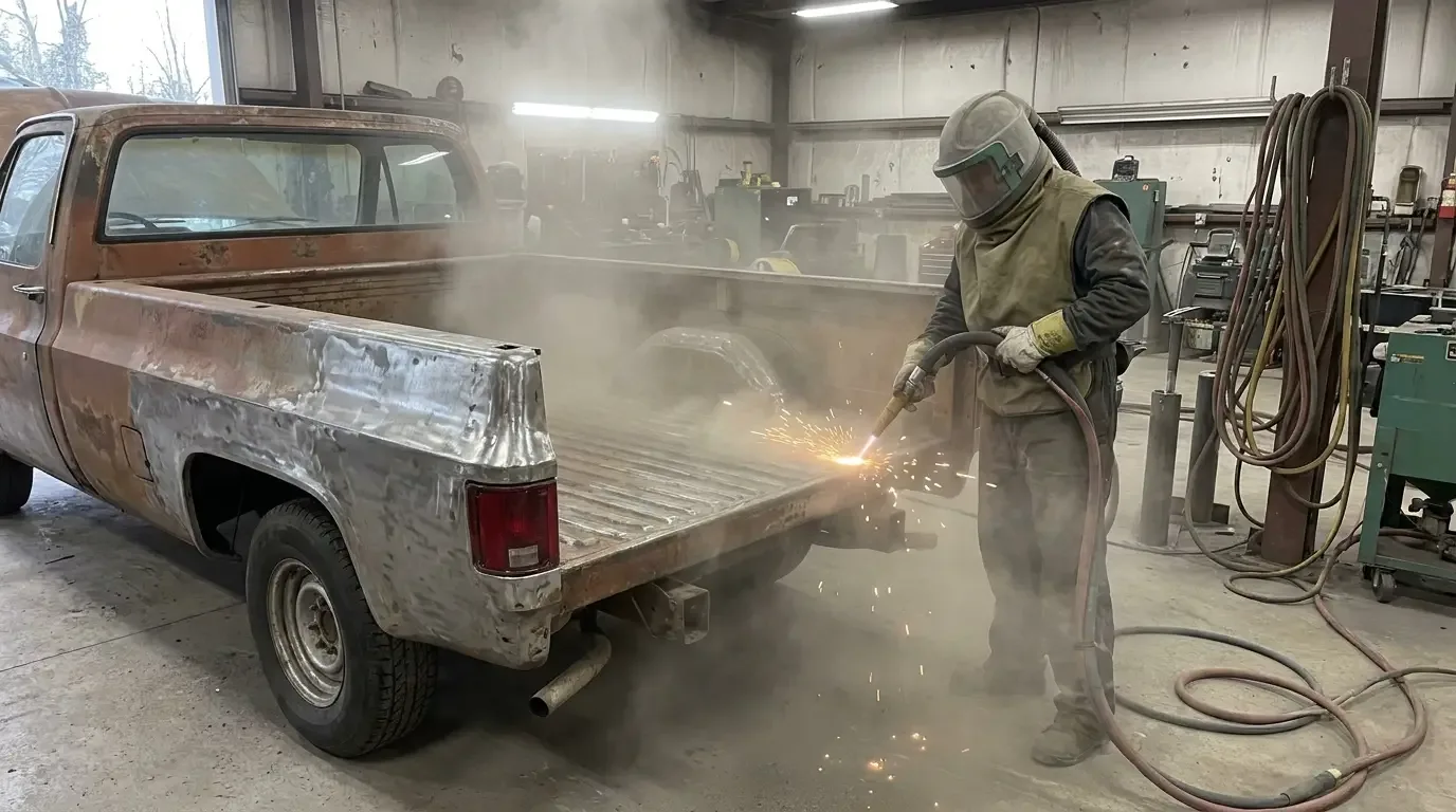 How to Sandblast and Prep a C10 Bed for Primer