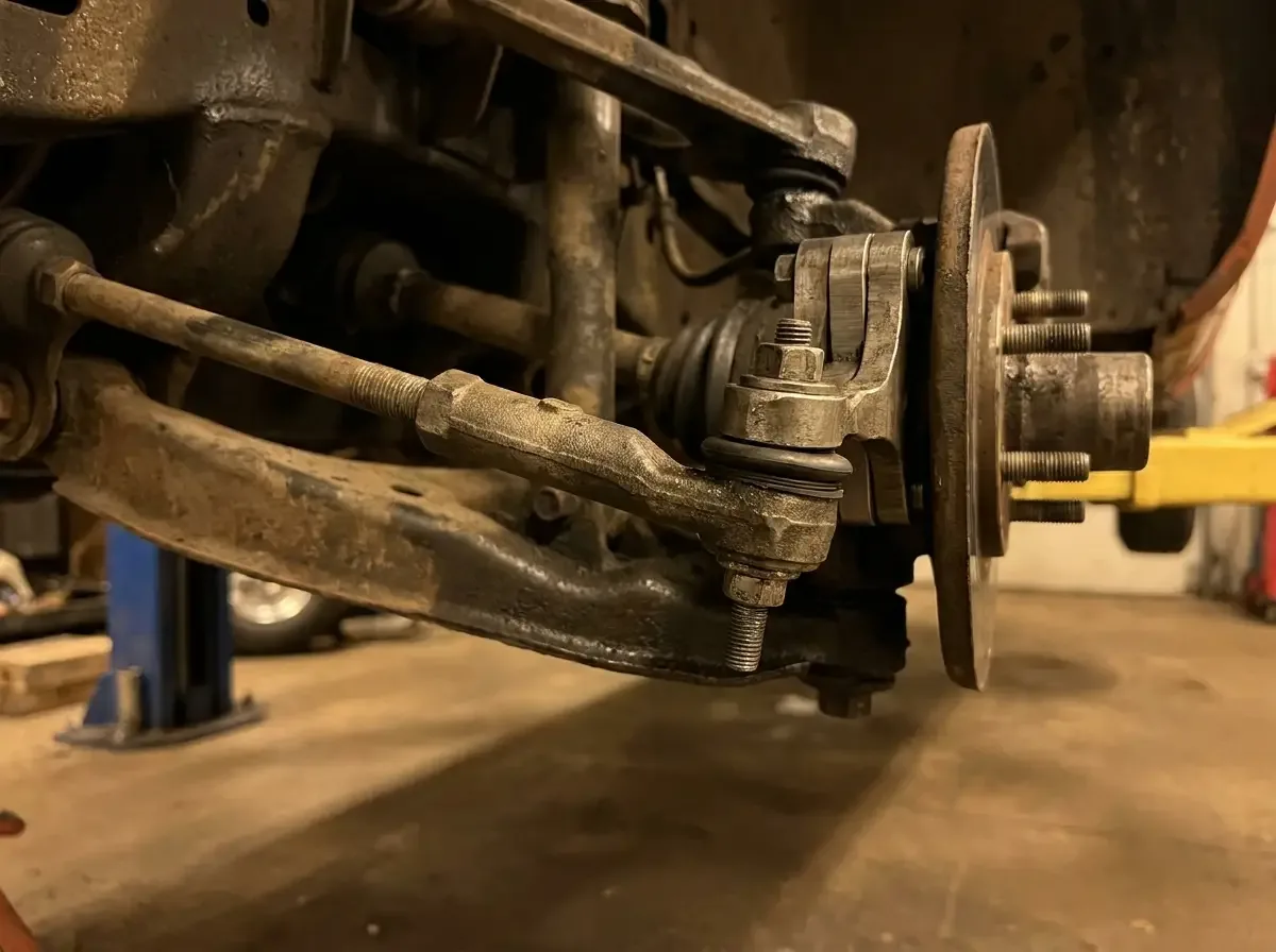 C10 front suspension tie rod and bump steer kit detail