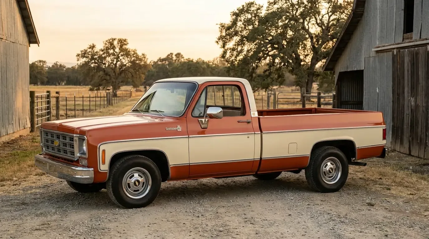1976 Chevrolet C10 Scottsdale -- two-tone paint side profile