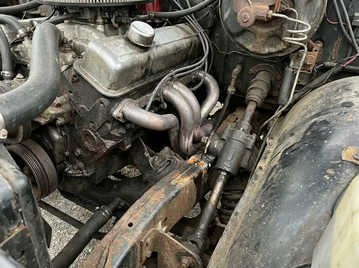 1970s Chevy C10 header clearance -- steering shaft tight against long-tube primary