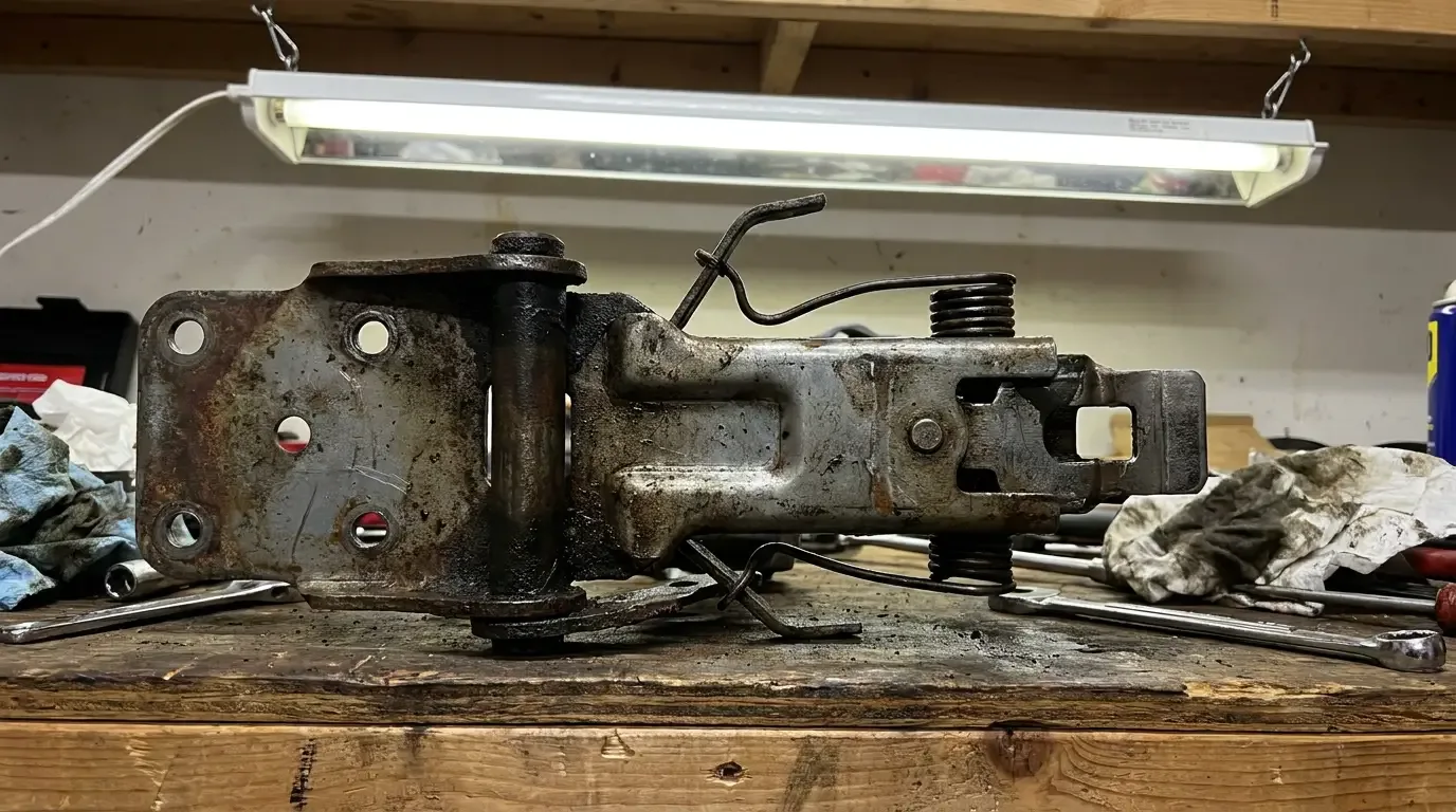 1974 Chevrolet C10 tailgate -- hinge and latch removed for repair