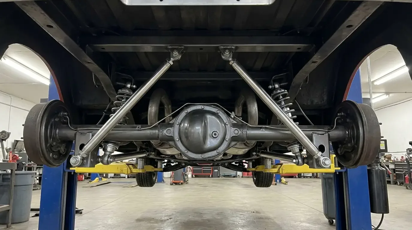 C10 rear underside 4-link bars mounted to axle housing
