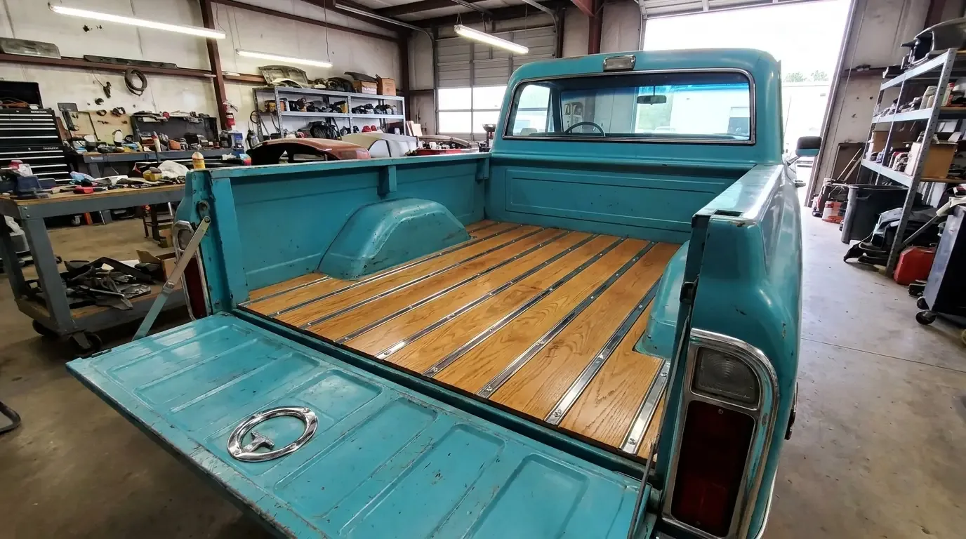 1969 Chevrolet C10 Stepside bed -- new oak wood strips installed