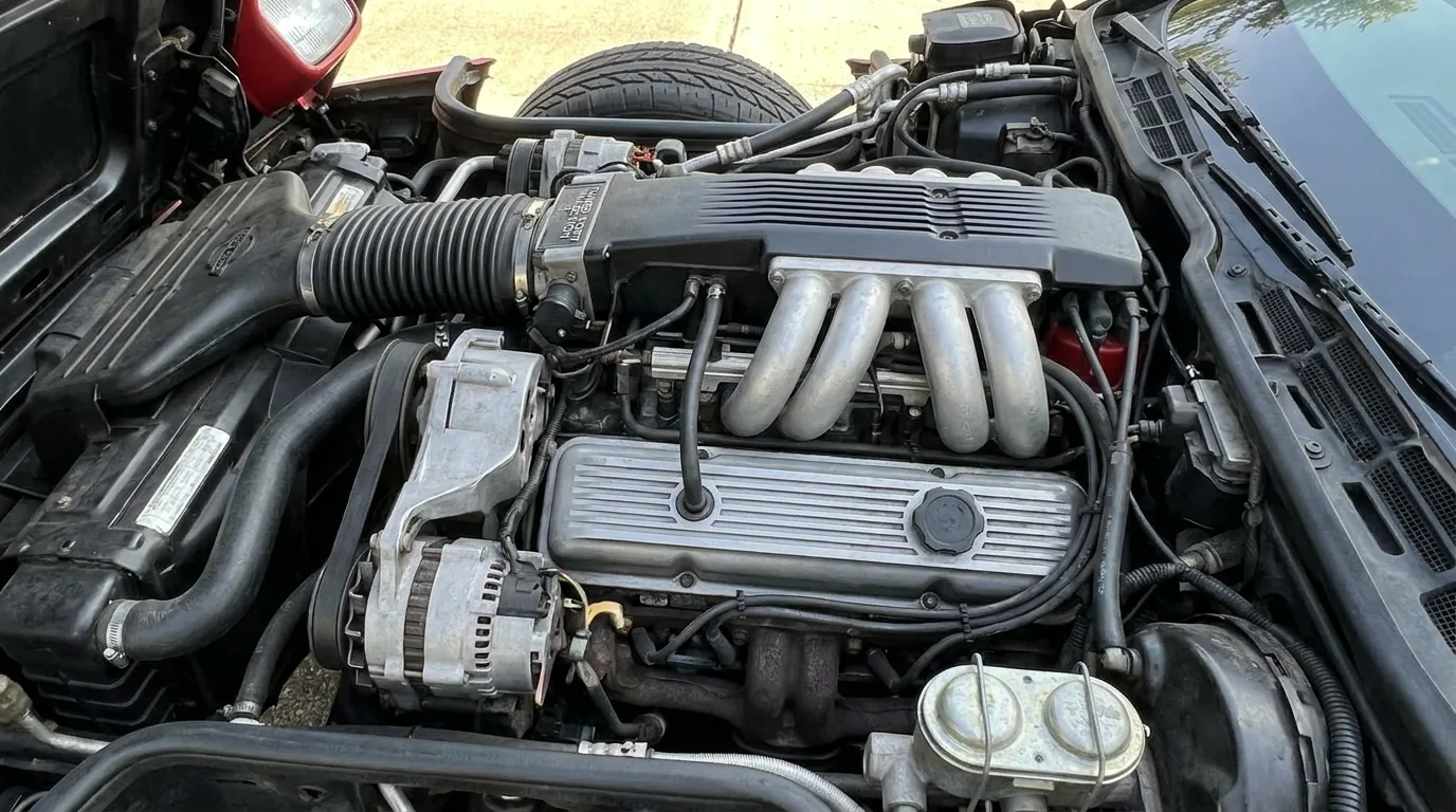 1985 Chevrolet Corvette L98 V8 engine with Tuned Port Injection runner intake manifold in the engine bay