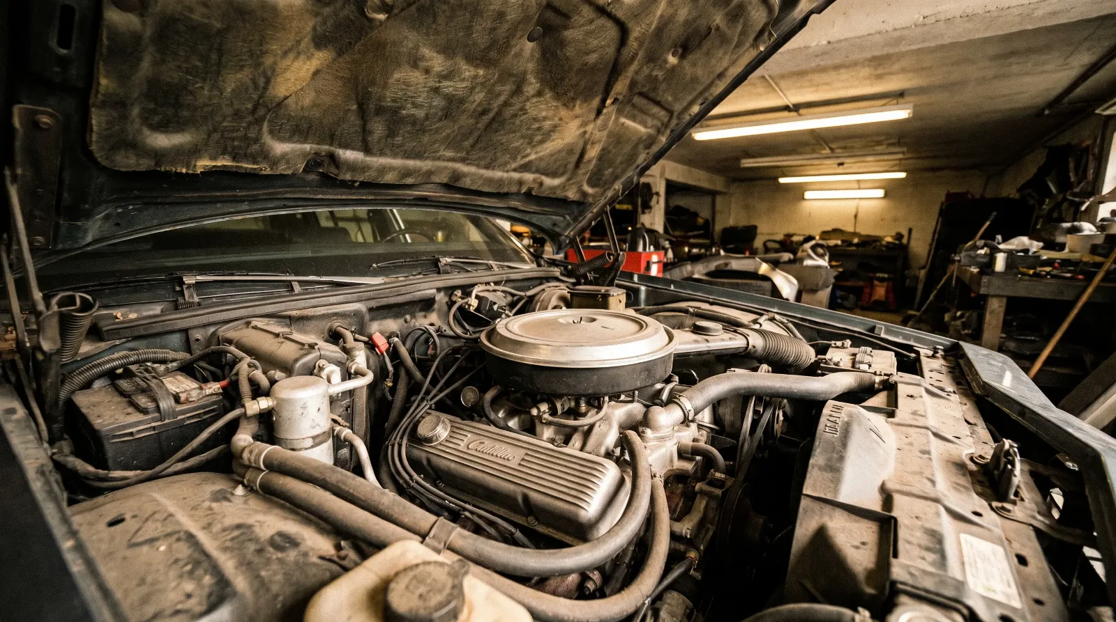 1980s Cadillac HT4100 V8 engine bay
