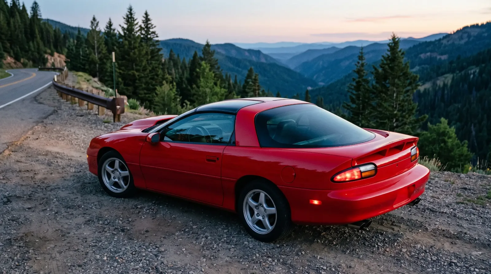 1996 Chevrolet Camaro SS by SLP at dusk on a mountain pass