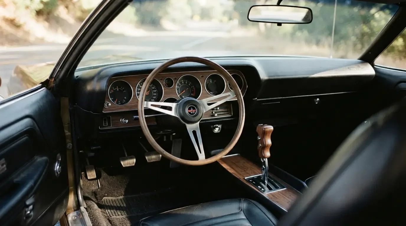 1970 Dodge Challenger interior with Rallye dash and pistol-grip shifter