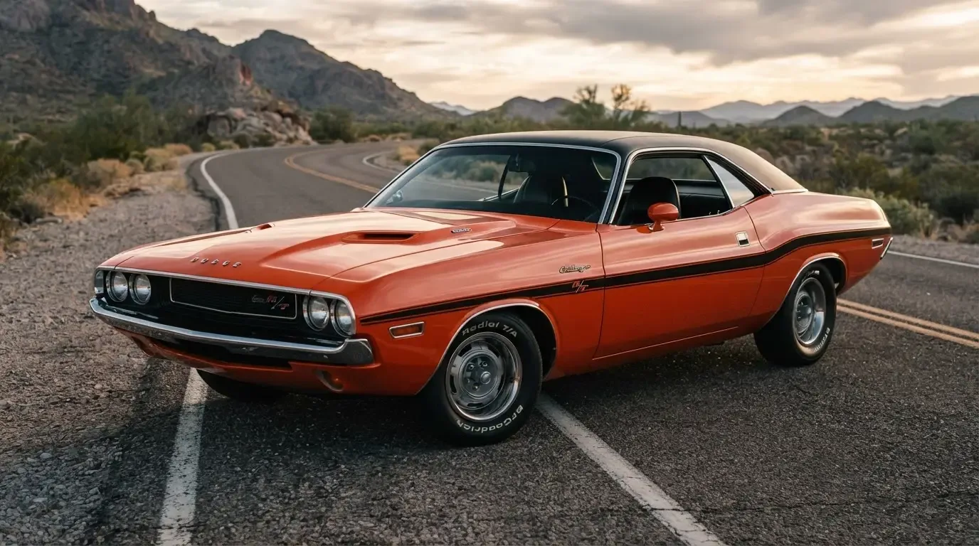 1970 Dodge Challenger showing its sculpted coke-bottle body lines