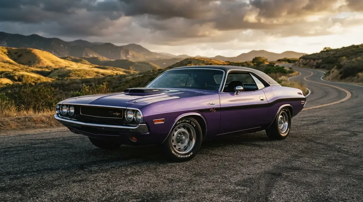 1970 Dodge Challenger muscle car, three-quarter front view