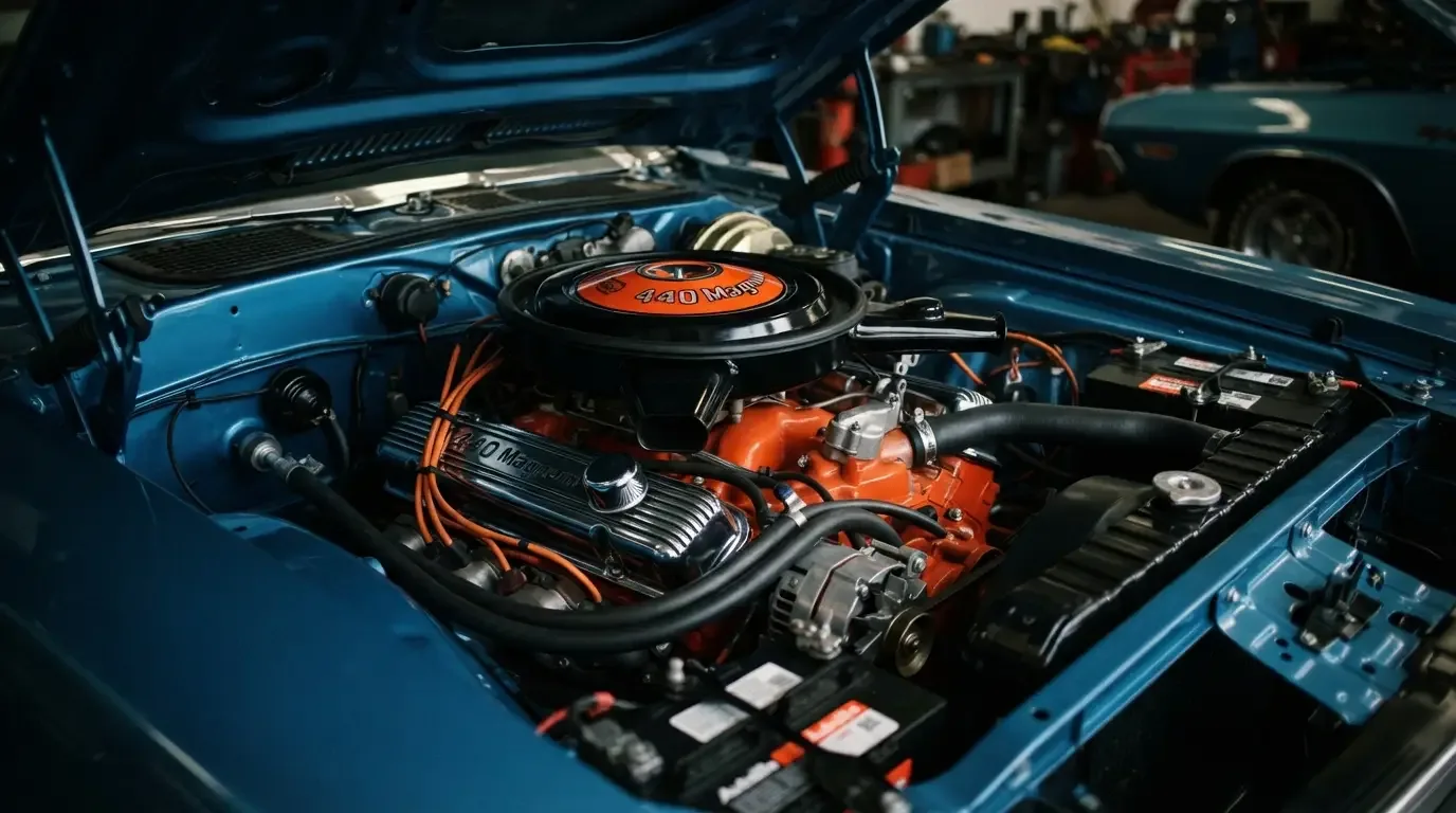 Dodge Challenger R/T Magnum V8 engine bay close-up