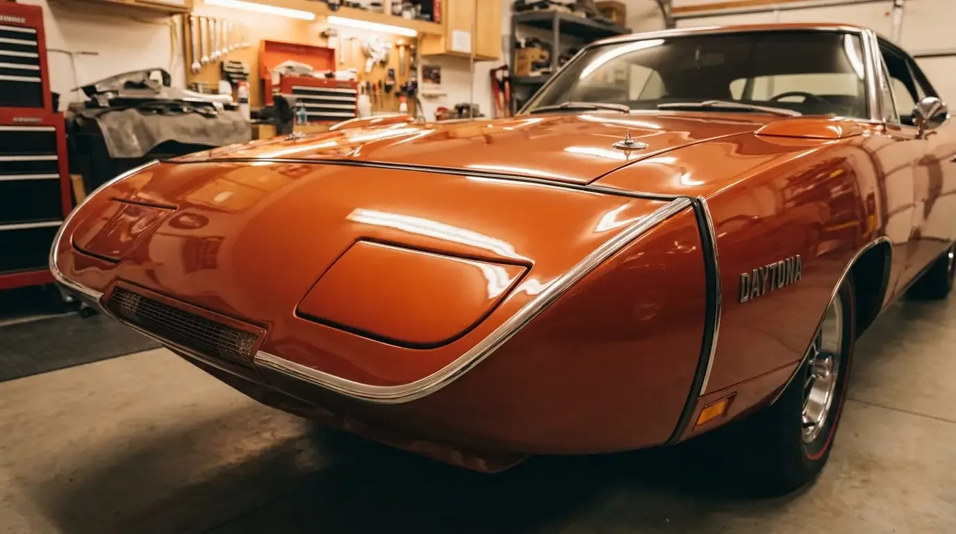 1969 Dodge Charger Daytona pointed nose cone and pop-up headlight detail