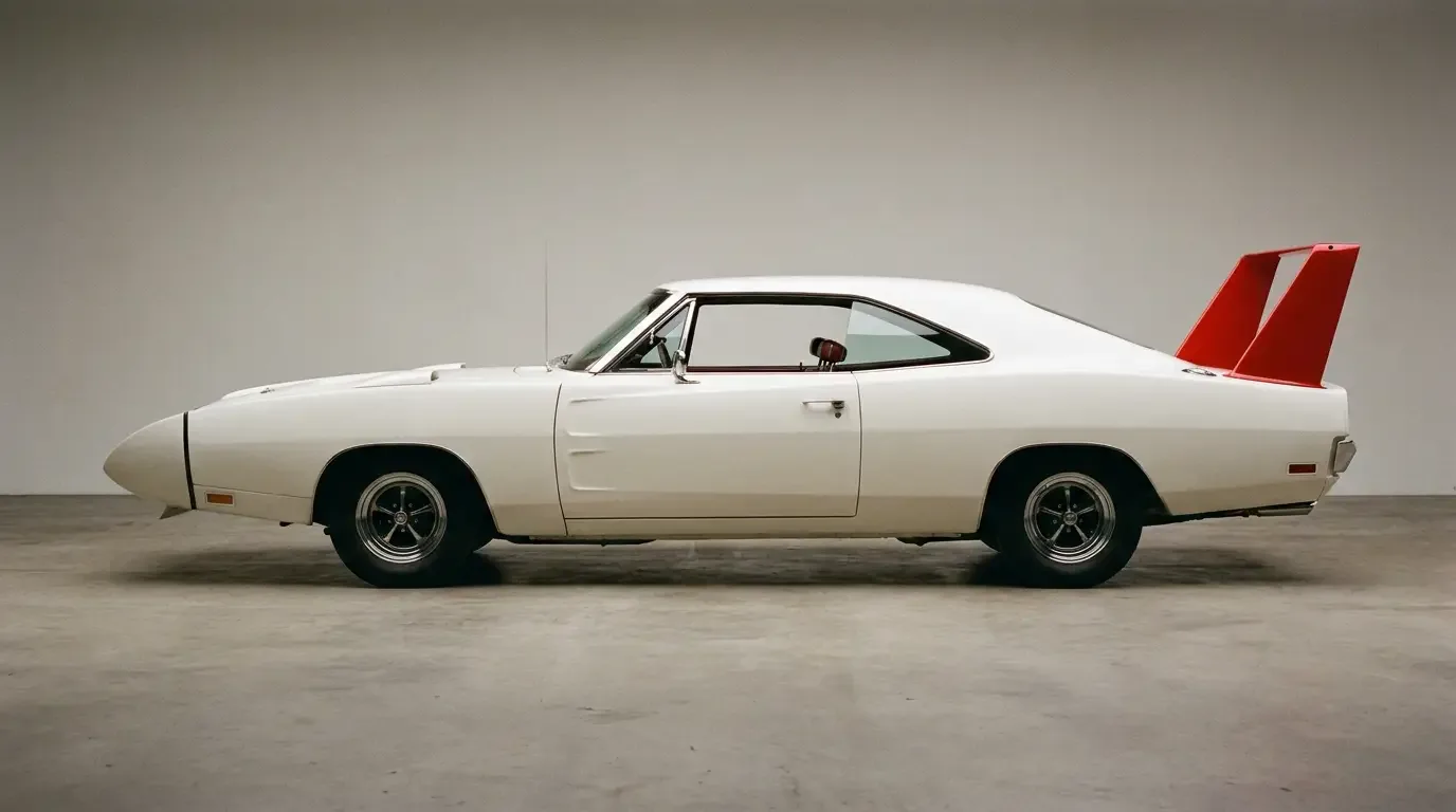 1969 Dodge Charger Daytona — side profile showing pointed nose cone and rear wing