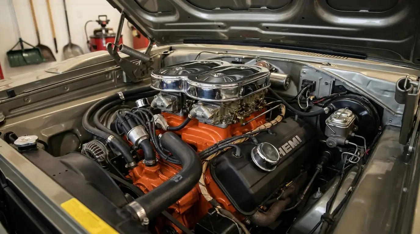 1969 Dodge Charger Daytona — 426 Hemi engine bay