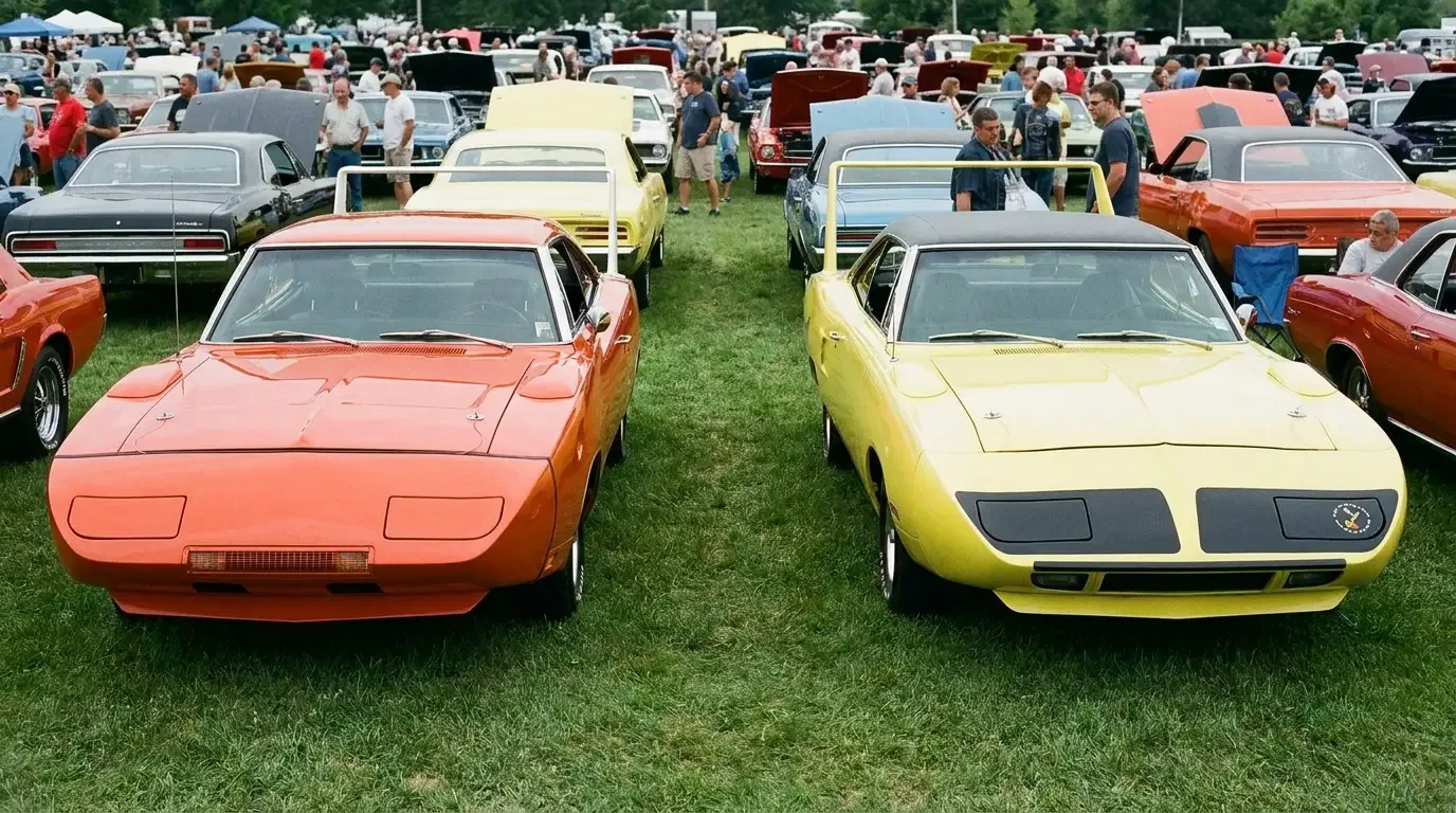 1969 Dodge Charger Daytona and 1970 Plymouth Superbird together