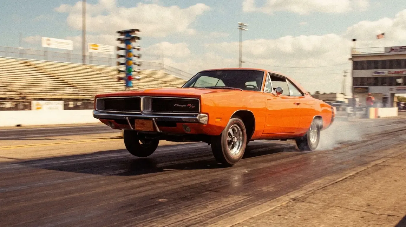 1969 Dodge Charger R/T - drag strip acceleration pass