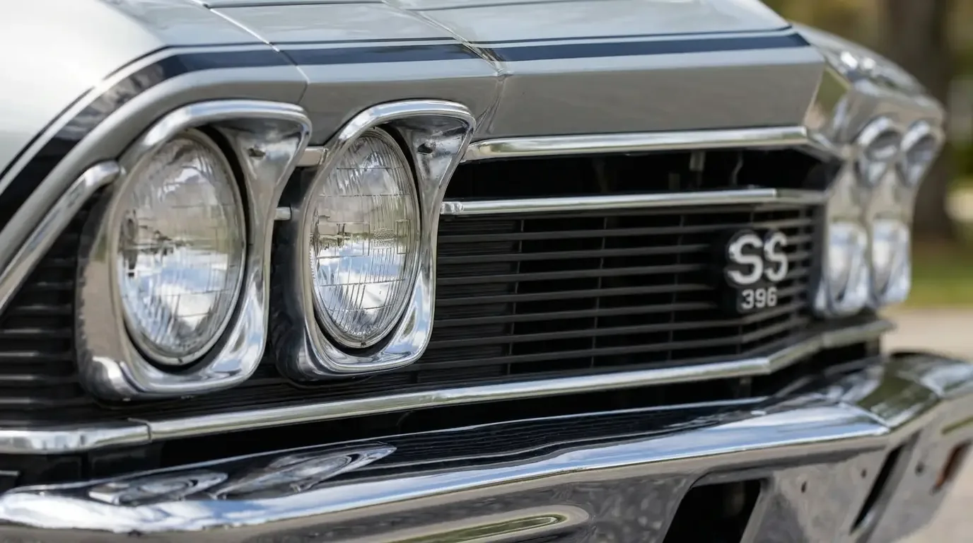 1968 Chevrolet Chevelle SS396 — quad-headlamp grille detail