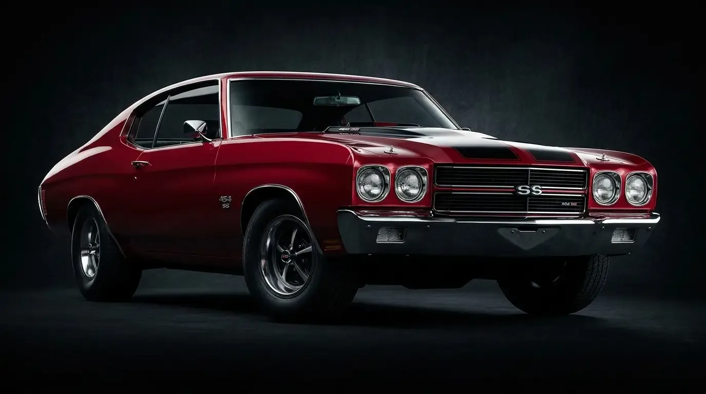 1970 Chevrolet Chevelle SS454 — dramatic poster-style studio shot