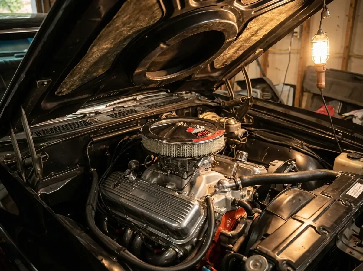1970 Chevelle SS454 LS6 engine bay - big block 454 detail
